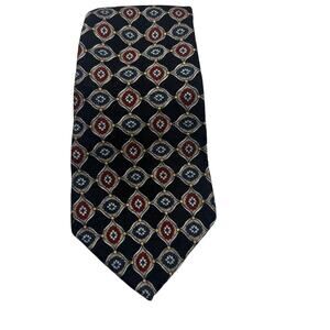 Oscar De La Renta 100% Silk  Men's Tie Necktie Navy Blue Red